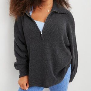 Aerie Gray Quarter Zip - Large